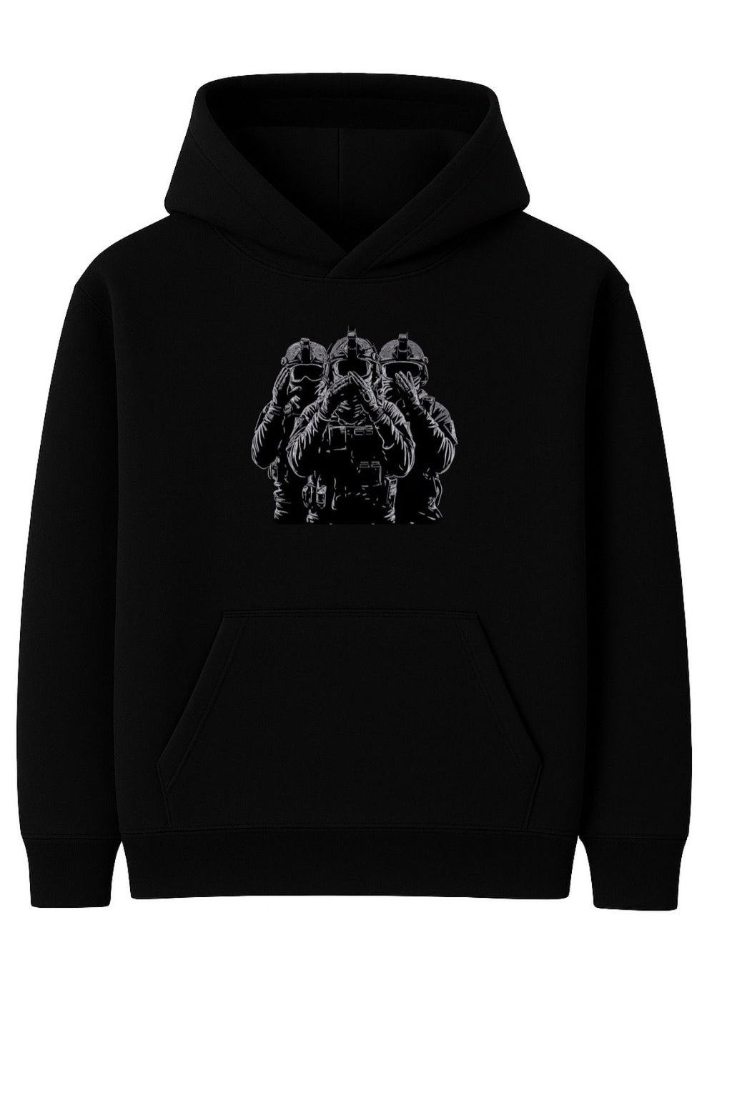 Three Soldiers Hoodie - Oversized Unisex
