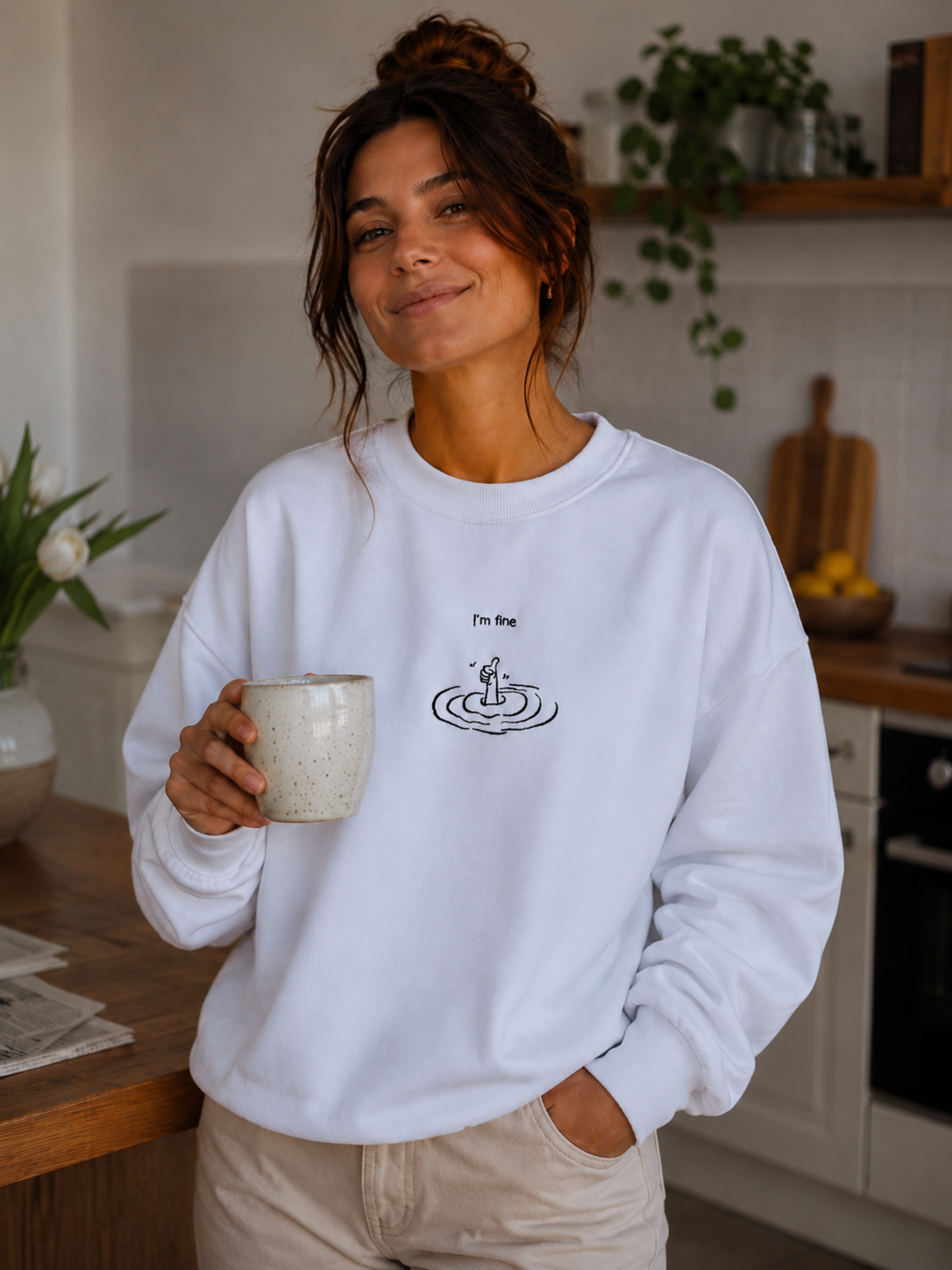 I'm fine - Besticktes Sweatshirt