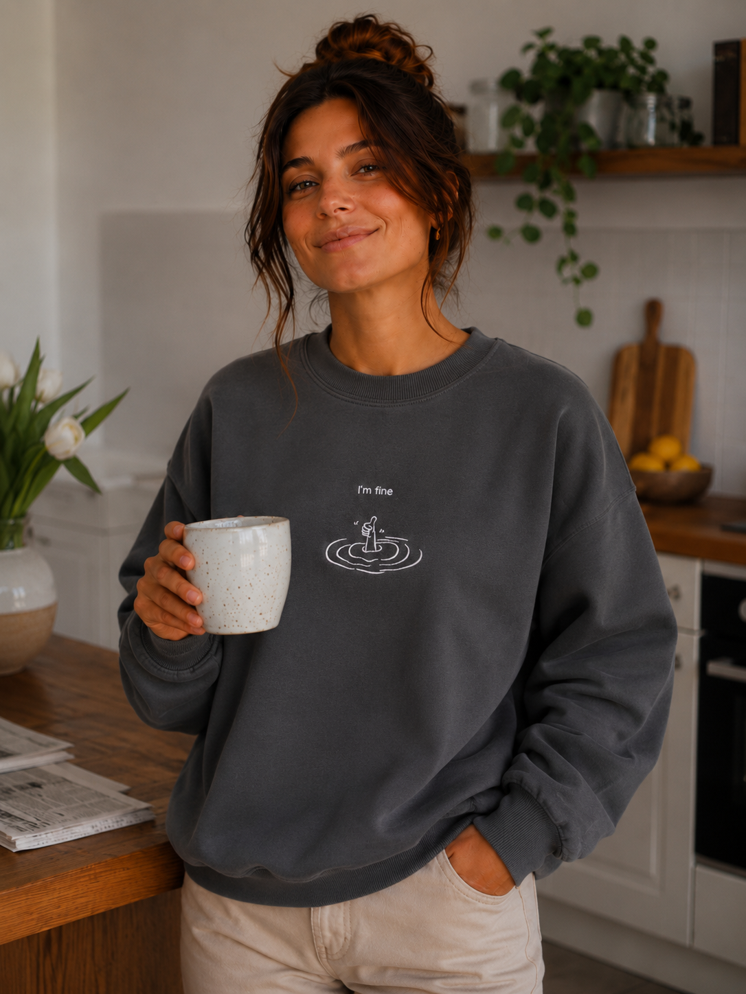 I'm fine - Besticktes Sweatshirt