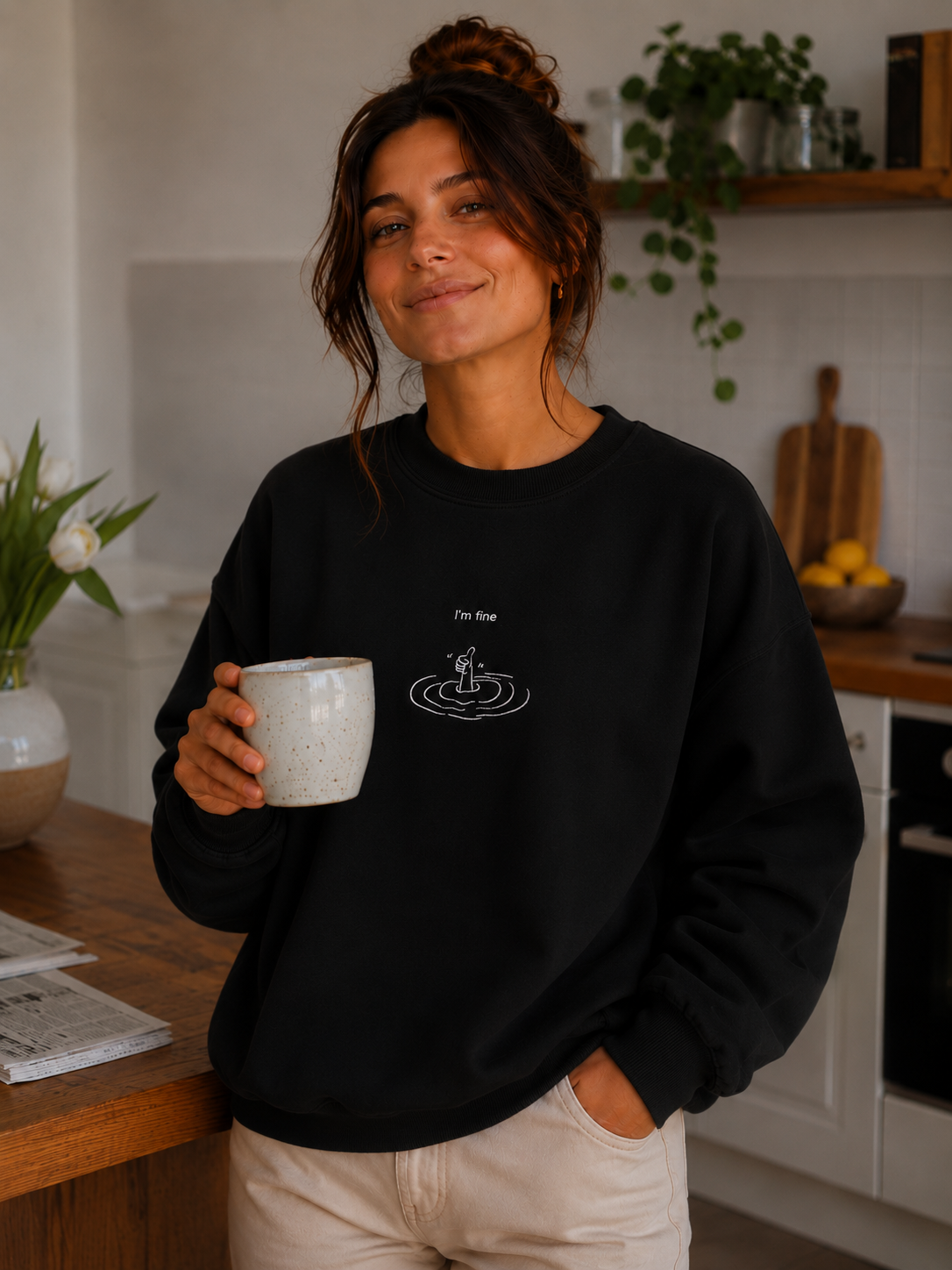 I'm fine - Besticktes Sweatshirt