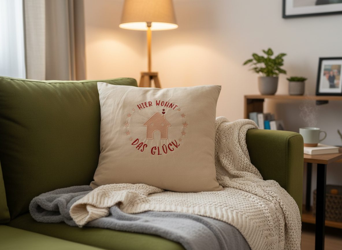 Kissen Hier wohnt das Glück