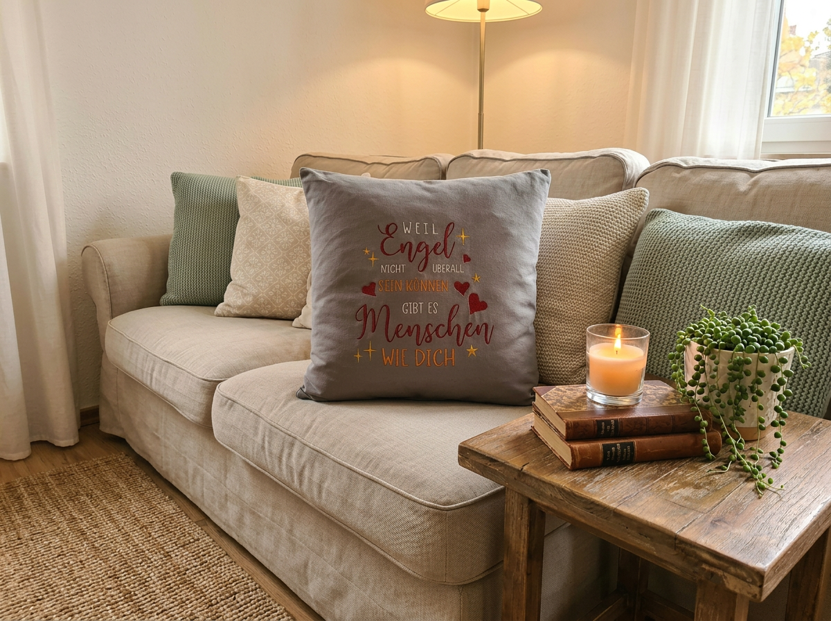 Kissen mit Engelsspruch