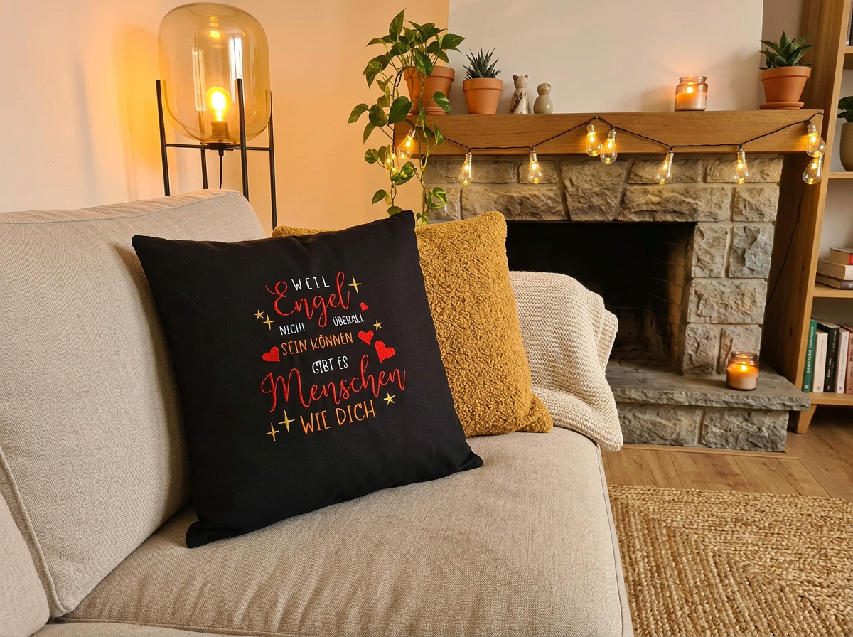 Kissen mit Engelsspruch